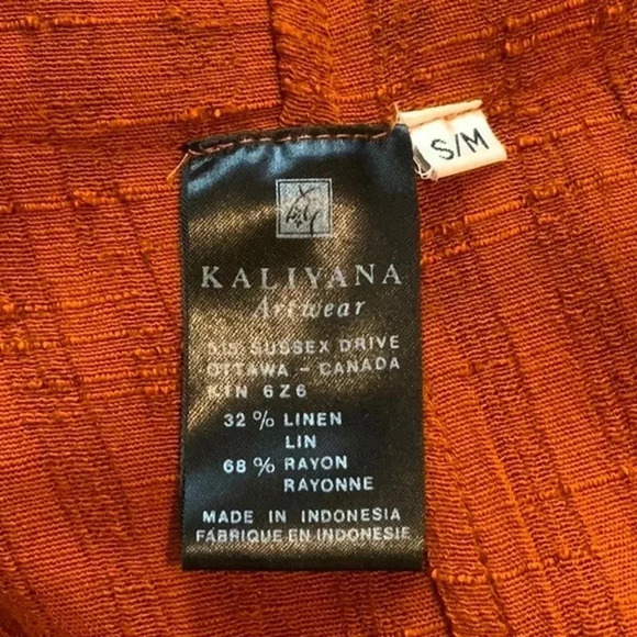 KALIYANA Orange Oversized Linen Textured Top Size S/M - Picture 9 of 15